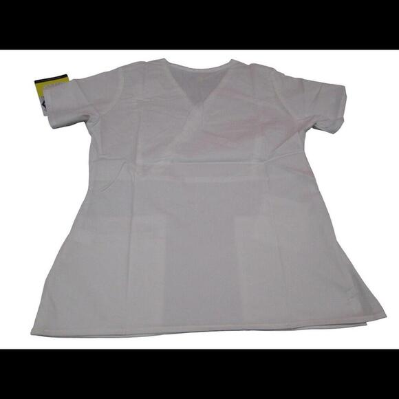 Utility Girl Womens Natural White Uniform Medical Nurse Scrub Top Size S DEFECT​ - Picture 3 of 12